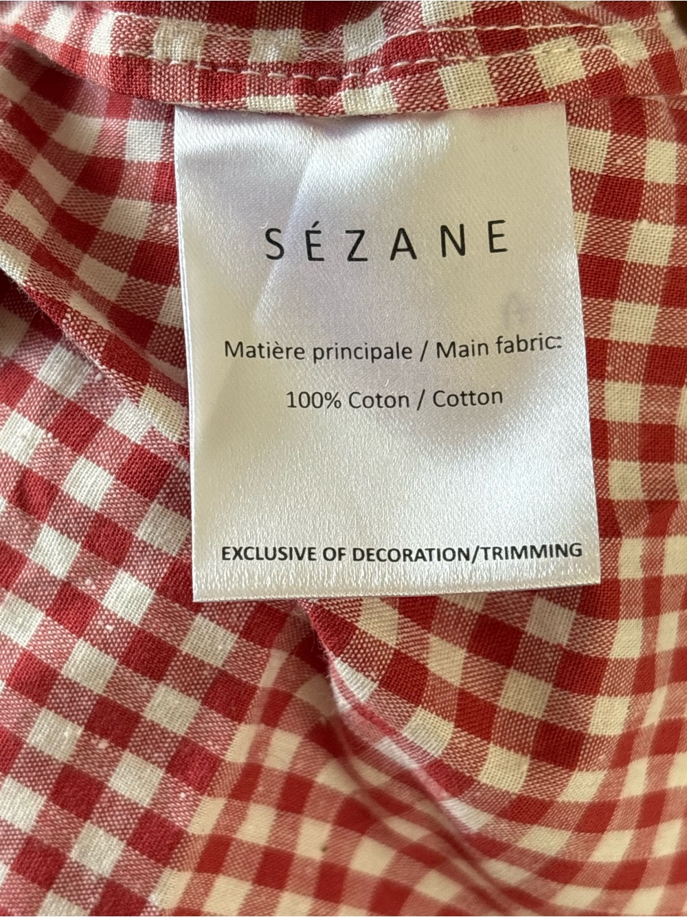 Sezane Red Gingham Tie-Front Camisole - Picture 6 of 6